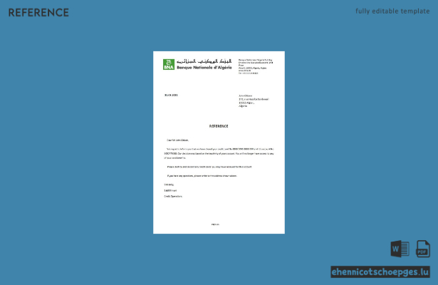 Algerien Banque nationale Schließung Referenzbeispiel Vorschau